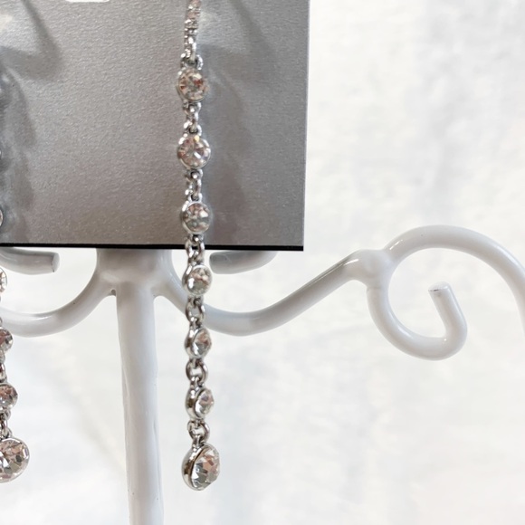 INC silver tone and Chrystal drop earrings new - Picture 2 of 4